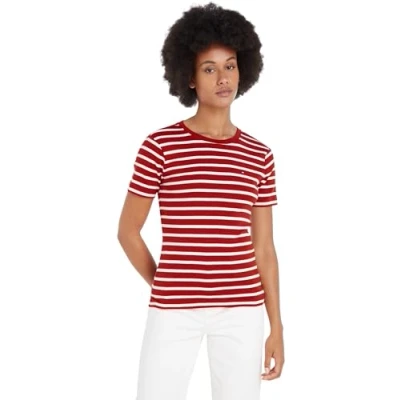 Imagen de Tommy Hilfiger NEW SLIM CODY Camiseta estampada, Mujer, Talla: XL, Breton/dark magma/ecru