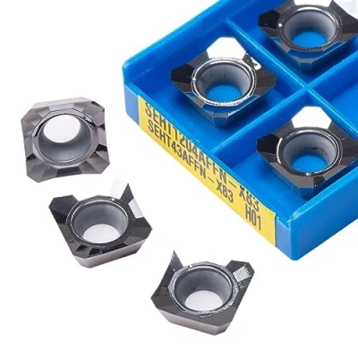 Imagen de 10 unids/caja SEHT1204 AFFN X83 H01 inserto de carburo aluminio herramienta torneado Indexable aleación SEHT 1204 torno CNC facial SEKT1204