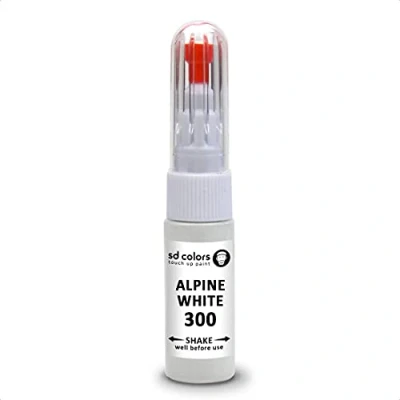 Imagen de SD COLORS Nuevo bolígrafo de pintura para retocar Alpine White 300 Alpinweiss III compatible con kit reparación BMW 20 ML cepillos arañazos (solo pinta)