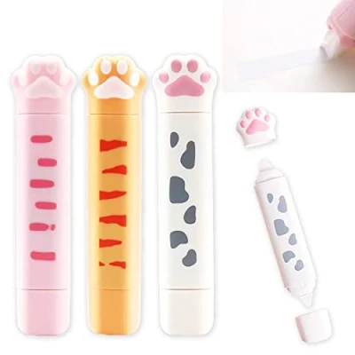 Imagen de 3 Piezas Cinta de Corrección Pata Gato Se Puede Pegar Kawaii Papelería Oficina Útiles Escolares portátil para Marcas Administración Escolar