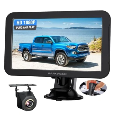 Imagen de PARKVISION Cámara de visión Trasera para Coche con Nocturna, Sistema + Monitor LCD 7 Pulgadas, Cable 12 V 24 autocaravanas, Camiones, remolques, autobuses