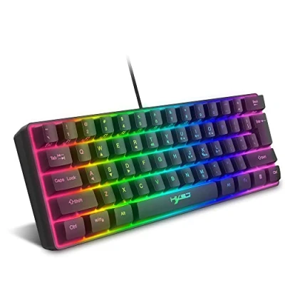 Imagen de 60% Teclado de Juego RGB con Cable, 61 Teclas Mini Compacto portátil 11 Chroma retroiluminado, Anti ghosting Completas,USB Office/Game Mechanical Feel Keyboard para PC Computer
