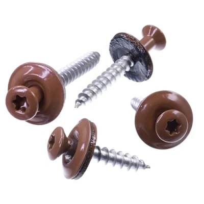 Imagen de SECCARO Tornillo de fontanería 4,5 x 100 mm, RAL 8004 marrón cobre, acero inoxidable A2, arandela sellado EPDM 15 TX/hexagonal, 50 unidades