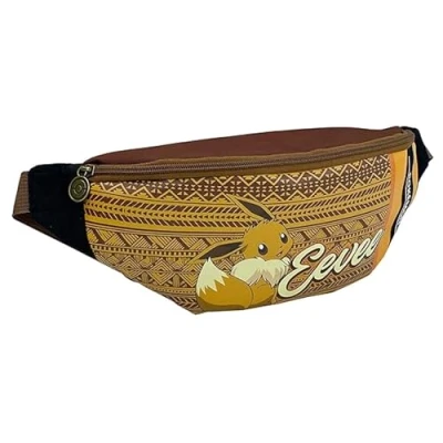 Imagen de CyP Brands Pokémon Riñonera, Bolsa, Bandolera, Eevee, Color marrón. Unisex, Producto Oficial