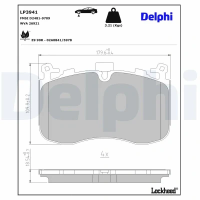 Imagen de Juego de pastillas freno DELPHI LP3941