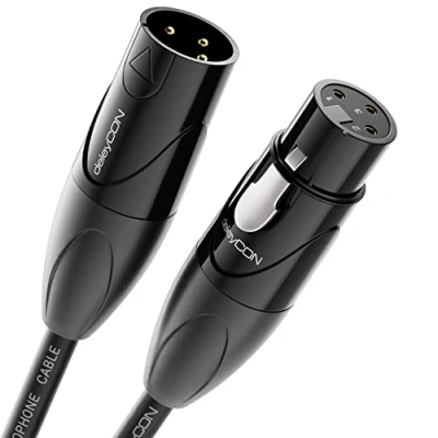 Imagen de deleyCON 20m Cable de Audio XLR Calidad Estudio Cobre OFC Puro (AWG24) para Micrófono Con Supresión EMI y RFI Cierre Metálico Contactos Chapados en oro 3 Pines DMX
