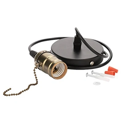 Imagen de Zerodis Portalámparas Colgante Edison, Casquillo E27 Lámpara con Interruptor de Cadena Tirón(sin bombilla)(Bronze) [Clase eficiencia energética A]