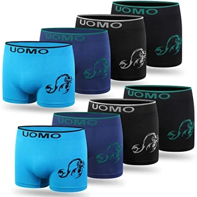 Imagen de L&amp;K Pack de 8 Calzoncillos Bóxer para Hombre Ropa Interior Microfibra Colores/Estampados Mixtos 1212 SK S/M