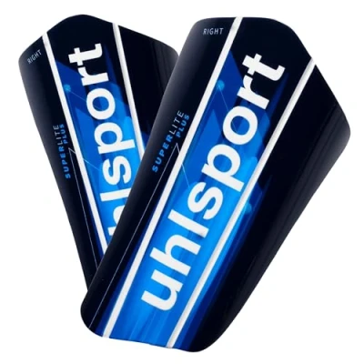 Imagen de uhlsport Super Lite Plus, espinilleras de Futbol Juventud Unisex, Marine/Fluo Blau/weiß, M