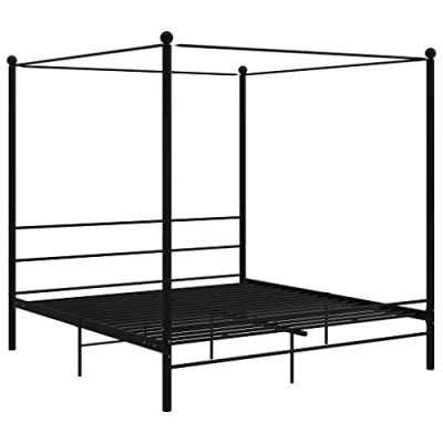 Imagen de vidaXL Estructura de Cama Casa Hogar Dormitorio Robusta Duradera Muebles Mobiliario Cómodo Matrimonial con Dosel Metal Negro 180x200 cm
