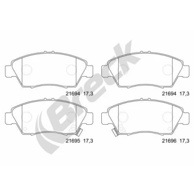 Imagen de BRECK 21694 00 701 10 Juego de pastillas freno con avisador acústico desgaste accesorios HONDA: CIVIC 6 Hatchback, Fastback