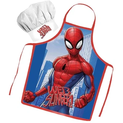 Imagen de Sorrisini Delantal Infantil de Cocinero para Niños Spiderman, Sombrero Chef Niño, Vestido Cocina y Ajustable Pintar, 3 8 Años, Spiderman Action