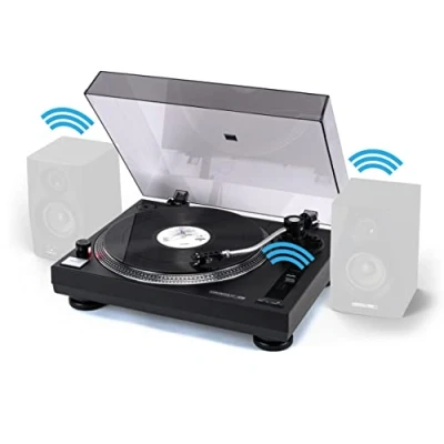 Imagen de Giradiscos Reloop RT 1 BT con accionamiento por correa para aplicaciones de DJ y HiFi, salida Bluetooth conexión inalámbrica altavoces