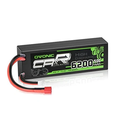 Imagen de OVONIC 2s Batería de polímero litio (6200 mAh, 7,4 V, 50 C, con conector en T, para RC Truck Truggy