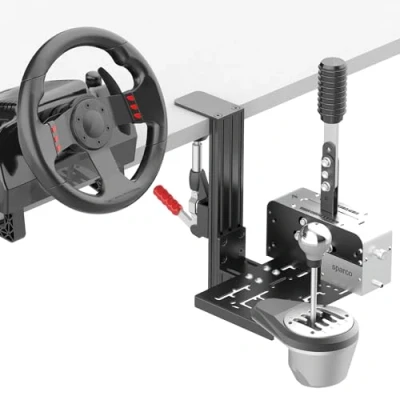 Imagen de Soporte universal de escritorio para palanca cambios y freno mano Racing Sim compatible con Logitech G Driving Force Shifter, Thrustmaster TH8A Shifter TSS, cambio Fanatec ClubSport