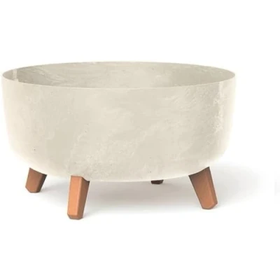 Imagen de Prosperplast DGRL400LE Maceta con de pie, 20,7 x 38 cm diámetro, Efecto hormigón, Color Crema