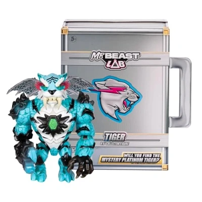Imagen de MrBeast Lab Apex Beast Tiger Figura de coleccionista, pie a 15,8 cm Alto, con Detalles Extremos, Embalaje Premium, 13 Puntos articulación y mandíbula masticable, 2 para coleccionar