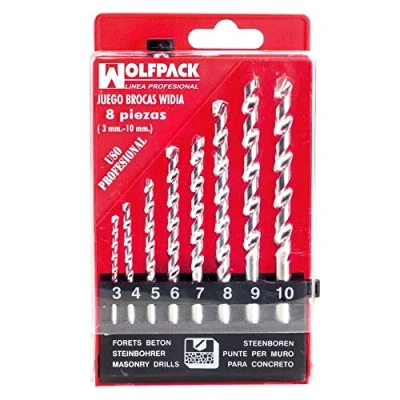 Imagen de Wolfpack LINEA Profesional 9060797 Estuche Brocas Widia 8 Piezas, Multicolor