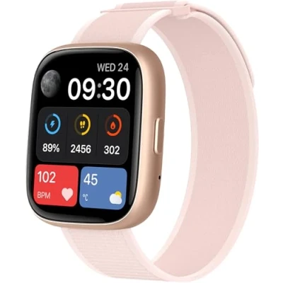 Imagen de TOOBUR Reloj Inteligente Mujer con Alexa, 1.83&quot; Smartwatch Recibir y Contestar Llamadas, Deportivo Podómetro pulsómetro, IP68 Impermeable, Compatible Android iOS Nilón