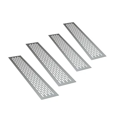Imagen de sossai® Rejillas de ventilación aluminio Alucratis (4 piezas) Rectangular dimensiones: 44 x 8 cm Color: aluminium rejilla aire