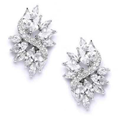 Imagen de Crystalline Azuria Mujer 18ct Chapado en Oro Boda Blanco Cristales de Zirconia Pendientes para