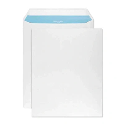 Imagen de Netuno 250x sobres blancos DIN C4 229x324mm 90g Promail con impresión interior azul solapa recta autoadhesiva sin ventana comerciales postales para documentos correspondencia comercial facturas