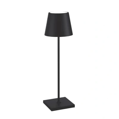 Imagen de Zafferano, Lámpara Poldina Pro, de Mesa Recargable e Inalámbrica con Control Táctil, También Adecuada como Exterior, Atenuador, 2200 3000 K, Altura 38 cm, Color Negro