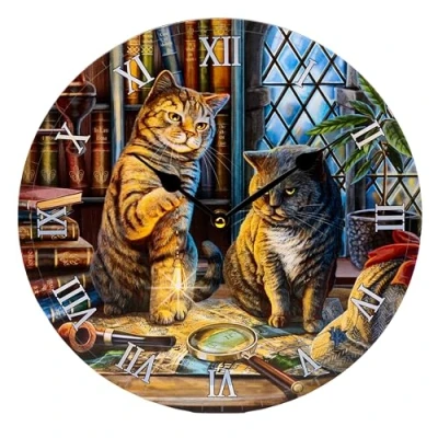 Imagen de Reloj de Pared Contorneado Gato Purrlock Holmes Lisa Parker