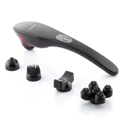 Imagen de InnovaGoods® Masajeador de mano recargable Masfin, masajea tu cuerpo forma profunda y relajante, con 5 cabezales intercambiables, ideal para el hogar trabajo