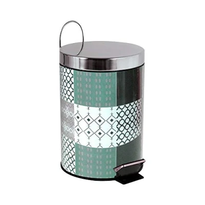 Imagen de MSV Brest Cubo de Basura con Pedal 3 L, Acero Inoxidable, Azul Marino, 25 x 17 cm