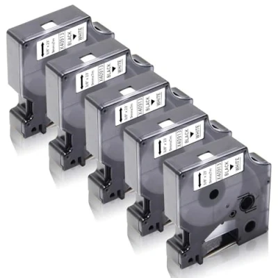 Imagen de 5x XemaX Compatible para Dymo Cinta de Etiquetas 9mm x 7m D1 40913 S0720680 Negro sobre Blanco Etiquetadora Labelmanager 160 360D 210D 220P 280 PnP 420P 500TS Labelpoint 100 150 300 350