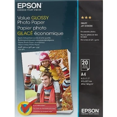 Imagen de Epson Value Glossy Photo Paper A4 20 Hojas Papel fotográfico (Brillo, 183 g/m², A4, hojas, Expression Premium XP 900 830 820 Expression.)