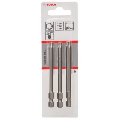 Imagen de Bosch 2 607 001 760 Juego de 3 pzas. puntas atornillar extraduras T20; T25; T30; 89 mm (pack 3)