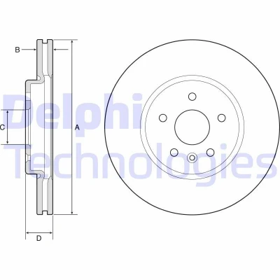 Imagen de DELPHI BG4783C Disco de freno 300 26 5 ventilado revestido sin procesar cojinete rueda, anillo sensor ABS OPEL: Astra K Hatchback