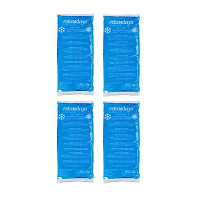 Imagen de Relaxdays Bolsas Gel, Set de 4, Compresas Frío Calor, 12 x 29 cm, Primeros Auxilios, Bolsitas Reutilizables, Azul, Acero