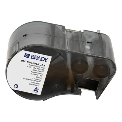Imagen de Brady Cinta de vinilo para impresoras Etiquetas BMP51/BMP53/M511 adhesivas Negro sobre amarillo (38,10 mm (an) x 7,62 m (l)) M5C 1500 595 YL BK