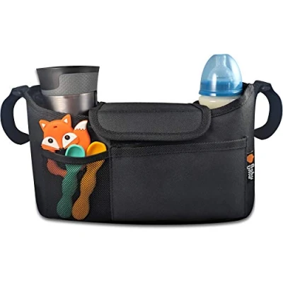 Imagen de Baby Uma Bolso carrito bebé organizador para cochecito y silla de paseo Bolsa con bolsillo vasos Organiza todos los elementos tu tenerlos siempre a mano Negro