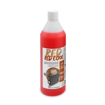 Imagen de ErrecHome Red Cool, Líquido para radiador rojo fluorescente 20C, anticongelante G12 con paquete inhibidor de base orgánica OAT, Listo usar, 1 litro