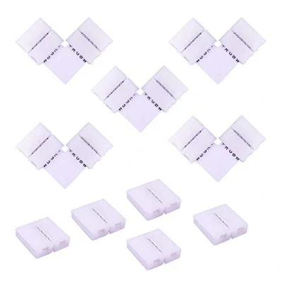 Imagen de Conector Esquina Tira LED RGBW 5050 de 10mm Ancho 5 pines Rápido Cinta Strip Connector Forma L Adaptador Banda ángulo Recto
