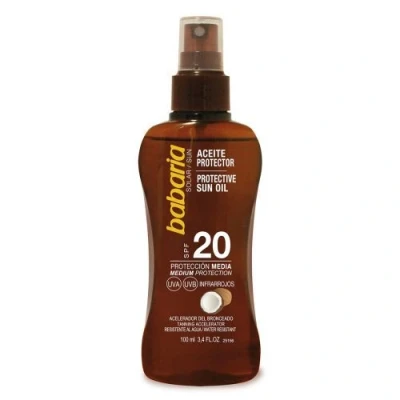 Imagen de Babaria Aceite Protector Solar Coco Spf20, Blanco, 100 Mililitros