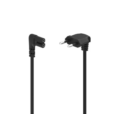 Imagen de Cable alimentación europeo Hama 00223282, Enchufe de 2 clavijas, Conector CA C7, 1,5m, Protección contra dobleces, Universal, Negro