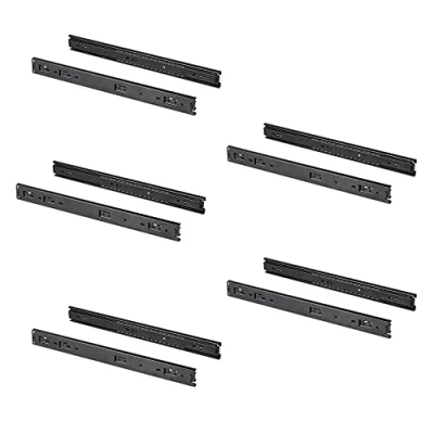 Imagen de Emuca Juego de guías correderas a bolas extracción total 45mm x 250mm para cajón, negro, Lote 5,