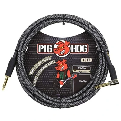 Imagen de Pig Hog Vintage Series Instrumentenkabel, parrilla amplificadora, 3 m, 6.35 (1/4 pulgadas) auf pulgadas), Hochwertige Qualität, Gewebt, Winkelstecker