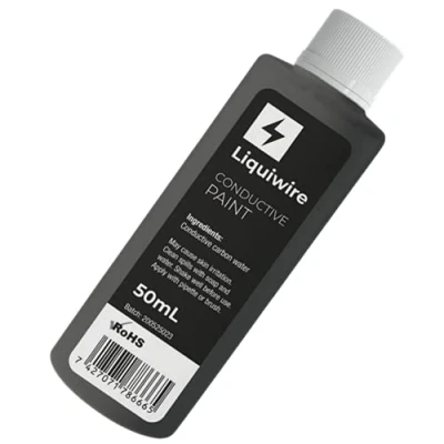Imagen de Liquiwire™ Pintura conductora de electricidad para blindaje guitarras, reparación PCB y circuitos eléctricos. (50 Mililitros)