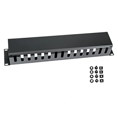 Imagen de HMF 65452 02 Gestión de cables con cubierta para gabinete servidor 19 pulgadas 2U Negro
