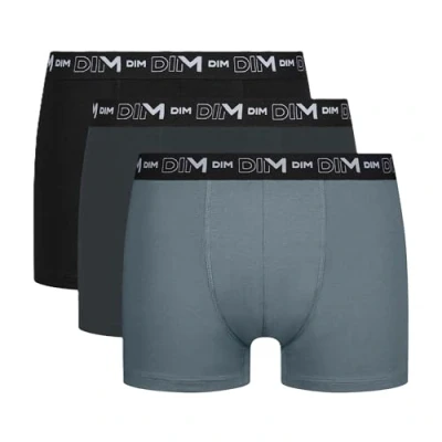 Imagen de DIM Coton Stretch Respirant Maintien Optimal x3 Bóxer, Noir/Gris Granit/Gris Souris, XL (Pack de 3) para Hombre