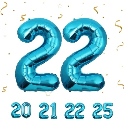 Imagen de Globos de Cumpleãnos Numeros 22 Azul,101 CM Globo Gigantes Grandes Decoracion,Globo Numero Niño Niña Adultos decorazione,Vuelan con Helio