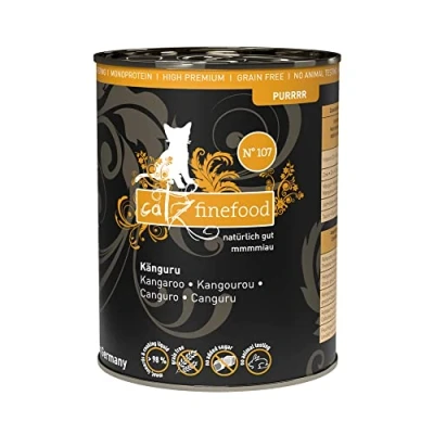 Imagen de catz finefood Purrrr Canguro Monoproteína Comida para Gatos N 107 Mojado Nutricionales, 70% Carne, 6 x 400 g Lata