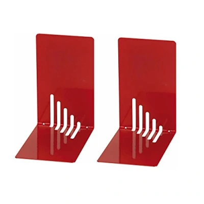 Imagen de Wedo 1021002 Sujetalibros de metal, estrecho, 2 unidades, 14 x 8.5 cm, color rojo