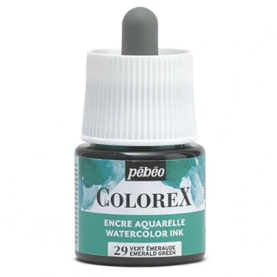 Imagen de Pebeo Tinta Colorex 45 ML Verde esmeralda para acuarela de acabado aterciopelado dibujo multiuso todos los medios